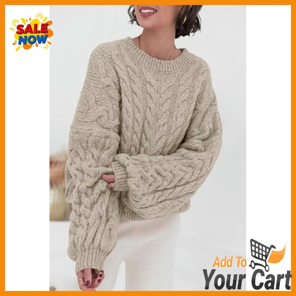 Oversized Cable Knit Chunky Pullover Sweater Loos… - image 4